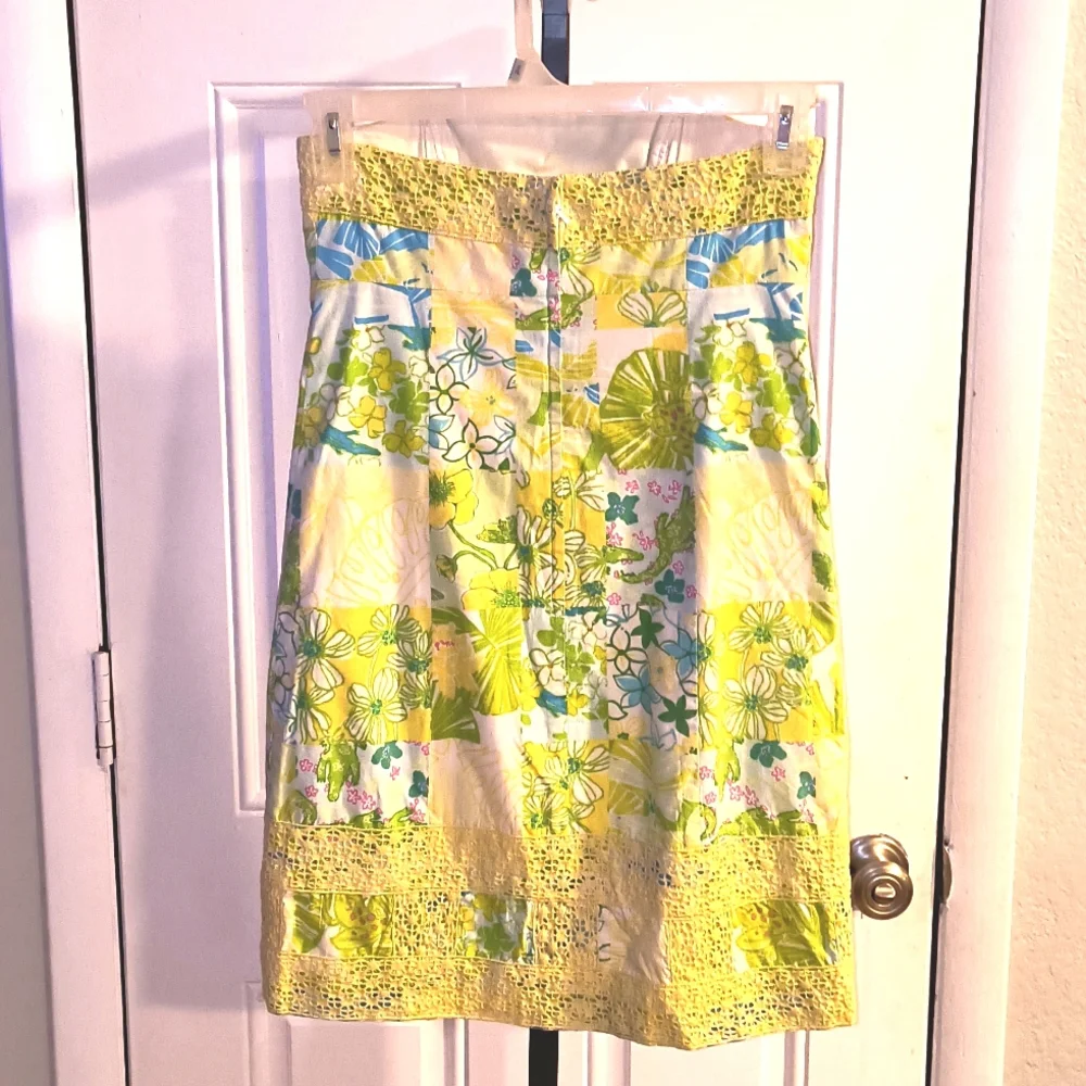 Lilly Pulitzer Yellow/Green/Blue Strapless Floral Sundress Size 0 - Picture 5 of 7